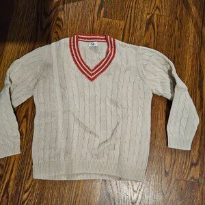 Il Gufo cabled cotton sweater beige/red size 10